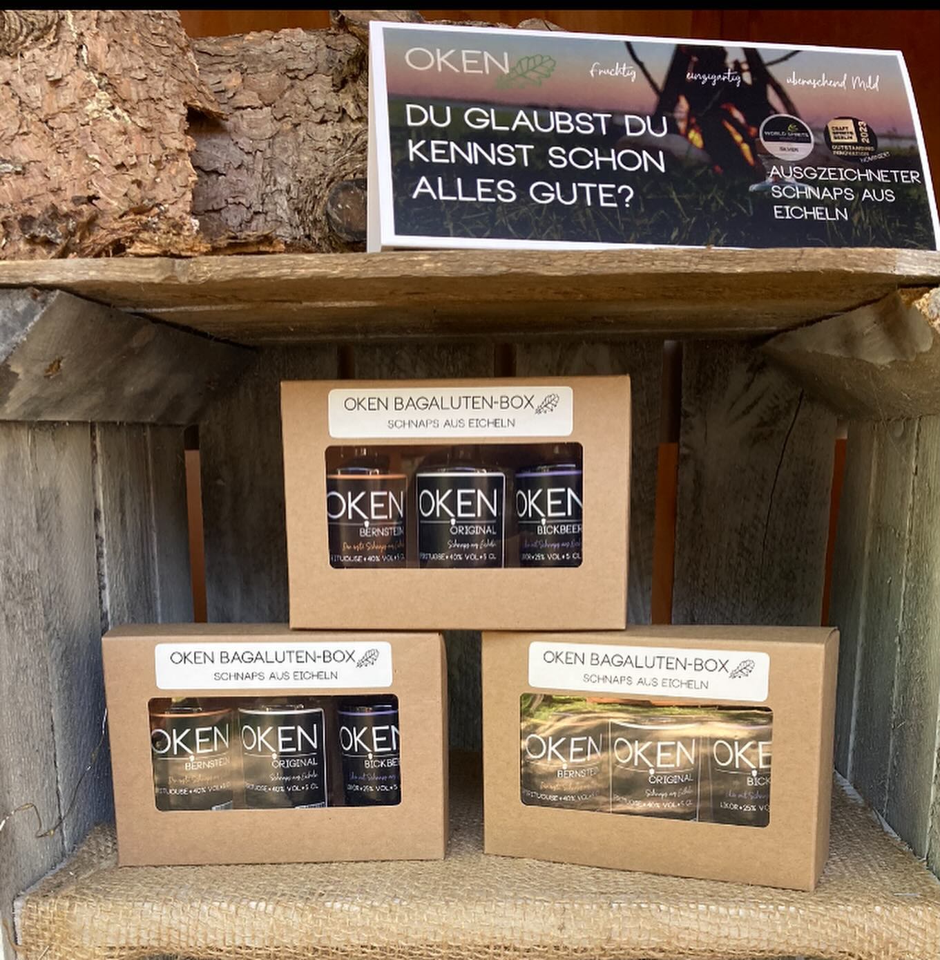 Unsere Bagaluten Box mit allen drei Sorten im DIsplay